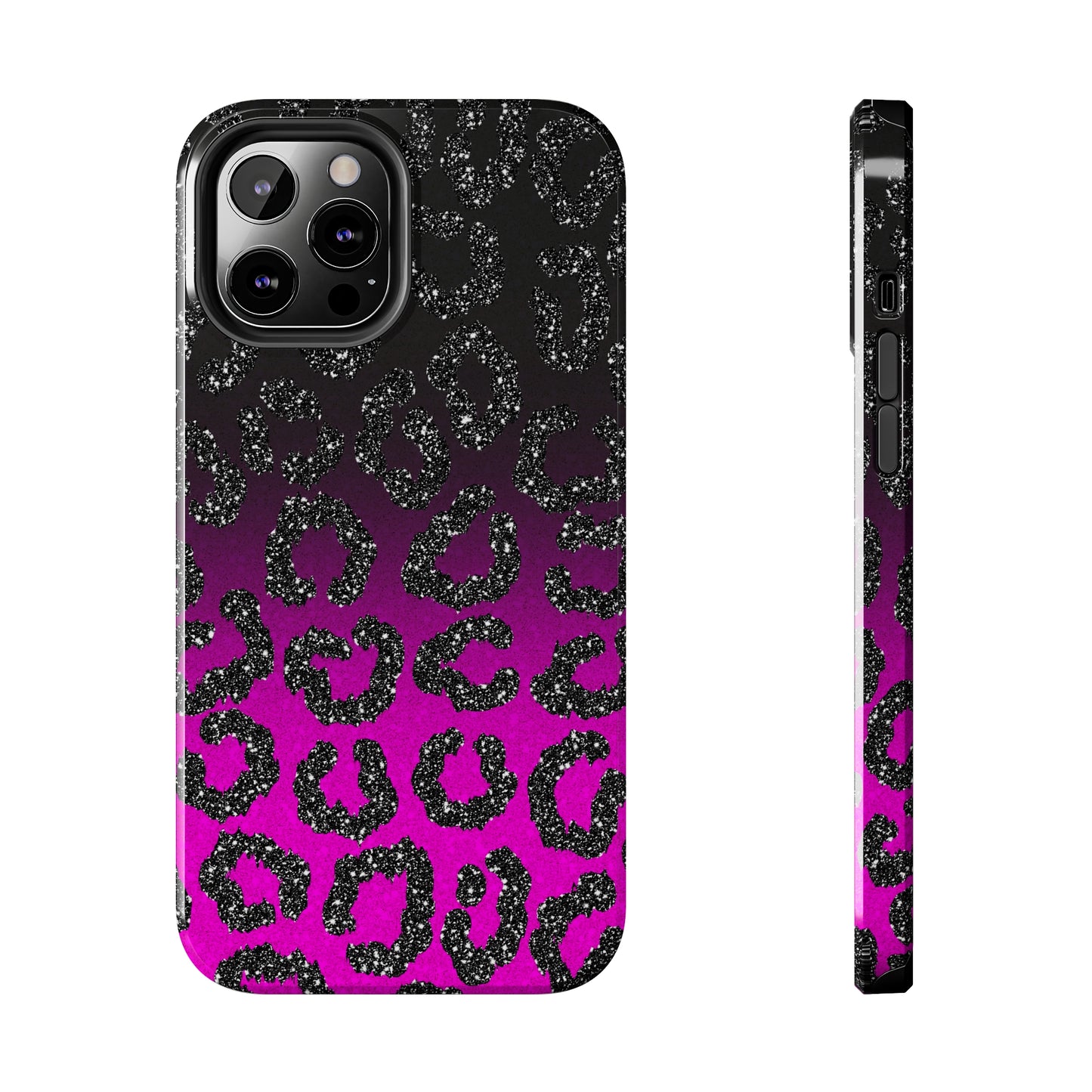 Pink and Black Ombre Leopard Design Phone Case- Lightweight, Impact Resistant Cover for iPhone 6, 6s, 12, 13, 14, 15