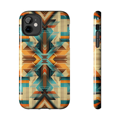 Beautiful Blue and Cream Native American Pattern Design Tough Phone Case compatible with a large variety of iPhone models, Gift, Phone Case