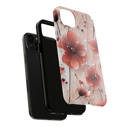 Pretty Mauve Flowers Pattern Design Tough Phone Case compatible with a large variety of iPhone models, Gift, Phone Case