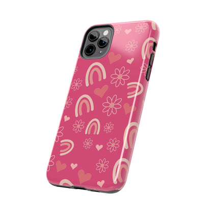 Dark Pink Boho Rainbow print Design Tough Phone Case compatible with a large variety of iPhone models, Gift, Phone Case