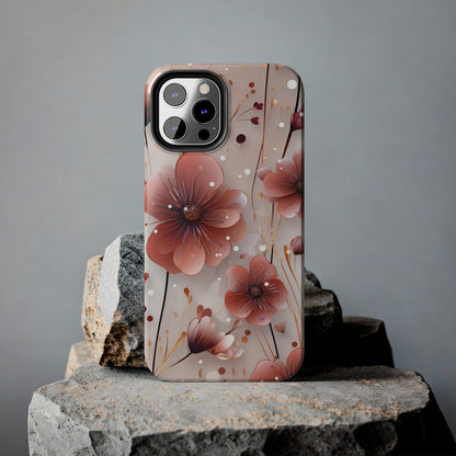 Pretty Mauve Flowers Pattern Design Tough Phone Case compatible with a large variety of iPhone models, Gift, Phone Case