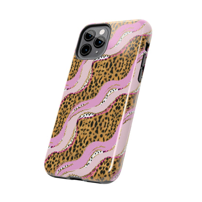 Cheetah Waves with Pink and Gold Design Phone Case- Lightweight, Impact Resistant Cover for iPhone 6, 6s, 12, 13, 14, 15