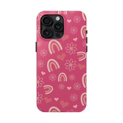 Dark Pink Boho Rainbow print Design Tough Phone Case compatible with a large variety of iPhone models, Gift, Phone Case