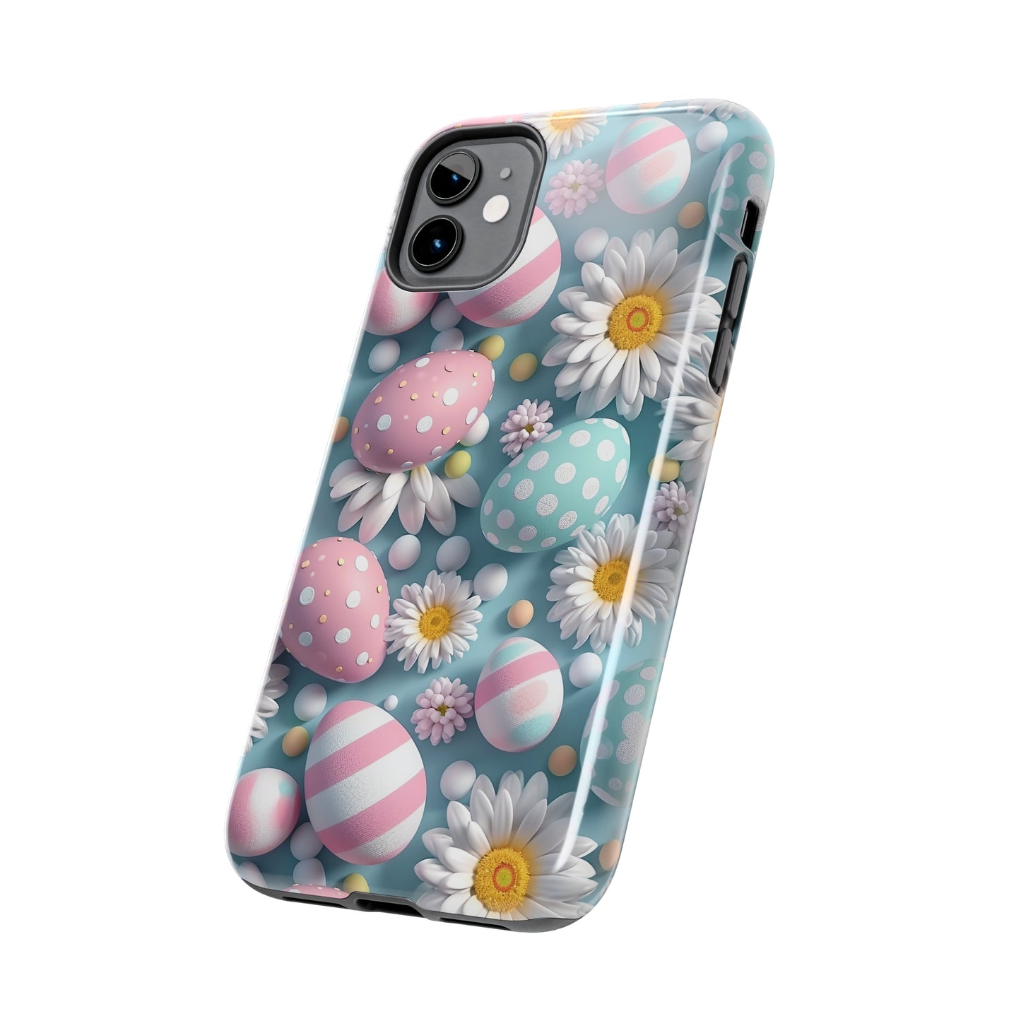 Easter Eggs and Daisies Digital print Design Tough Phone Case compatible with a large variety of iPhone models, Gift, Phone Case