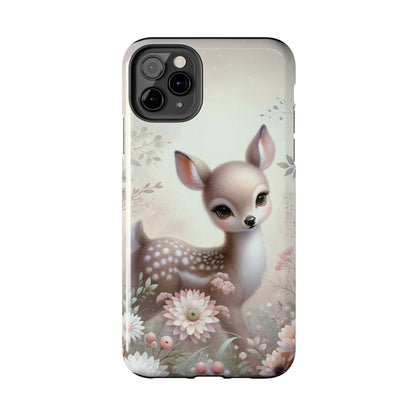 Cute Fawn and Floral print Design Tough Phone Case compatible with a large variety of iPhone models, Gift, Phone Case