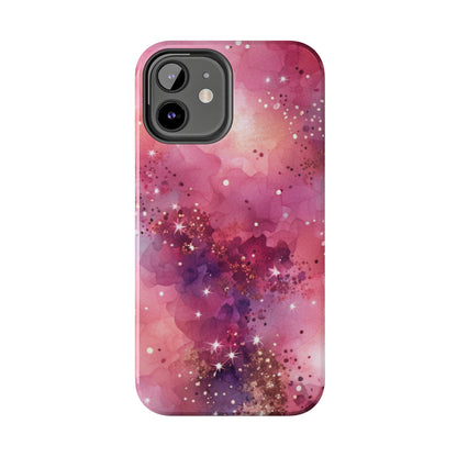 Scattered Pink and Gold Pattern Design Tough Phone Case compatible with a large variety of iPhone models, Phone Case, Gift