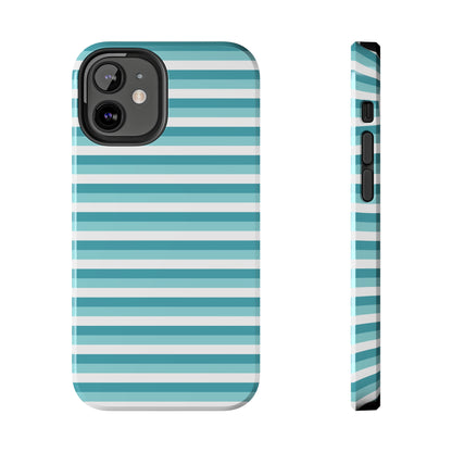 Blue and White Girly Stripe print Design Tough Phone Case compatible with a large variety of iPhone models, Gift, Phone Case