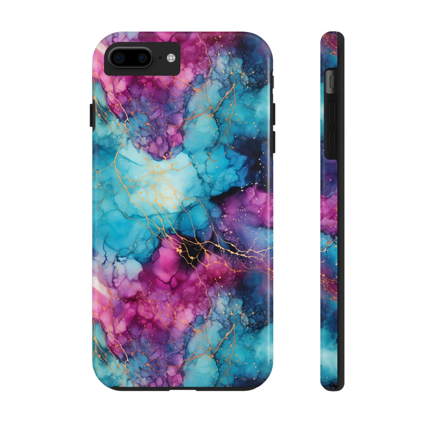 Blue and Purple Alcohol Ink Digital print Design Tough Phone Case compatible with a large variety of iPhone models, Gift, Phone Case