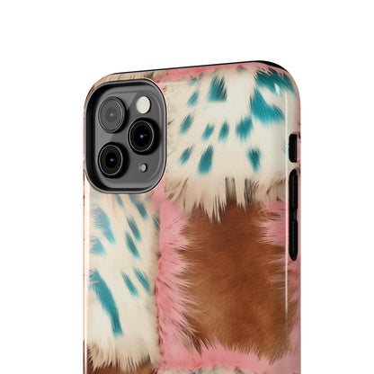 Modern Cowgirl Cowhide Design Pattern Print Tough Phone Case compatible with a large variety of phone models, Phone Case, Gift