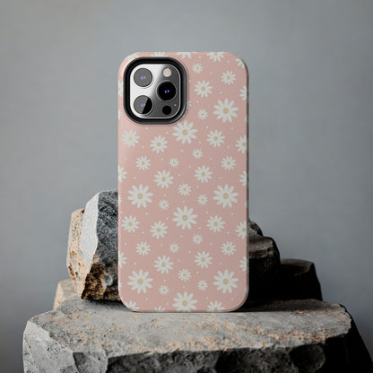 Cute Minimalist Flowers and Polka Dots Digital print Design Tough Phone Case compatible with a large variety of iPhone models, Gift, Phone Case