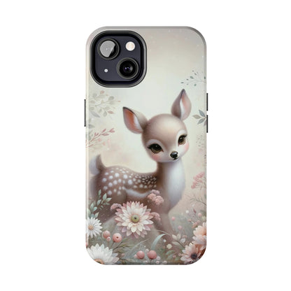 Cute Fawn and Floral print Design Tough Phone Case compatible with a large variety of iPhone models, Gift, Phone Case