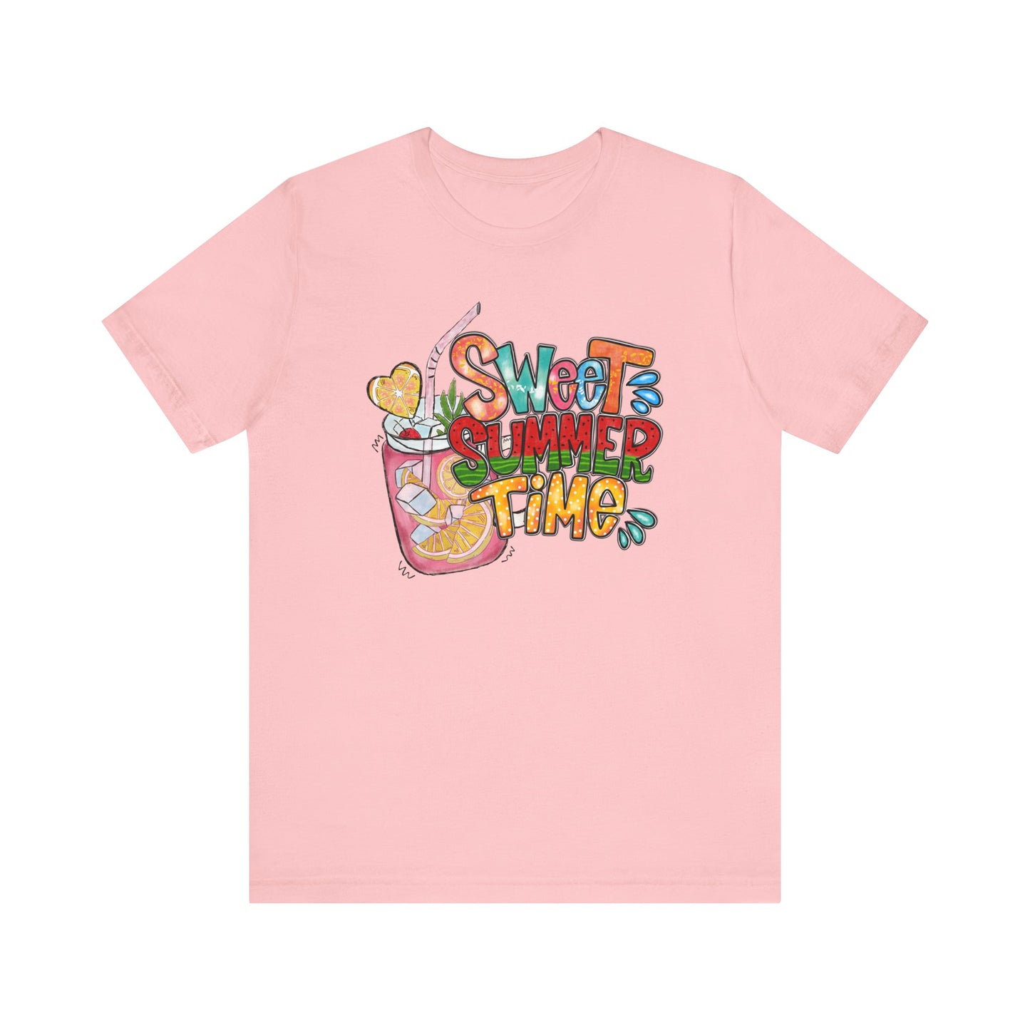 Colorful Sweet Summer Time Lemonade T-Shirt, Refreshing Summer Drink Graphic Tee, Casual Beachwear