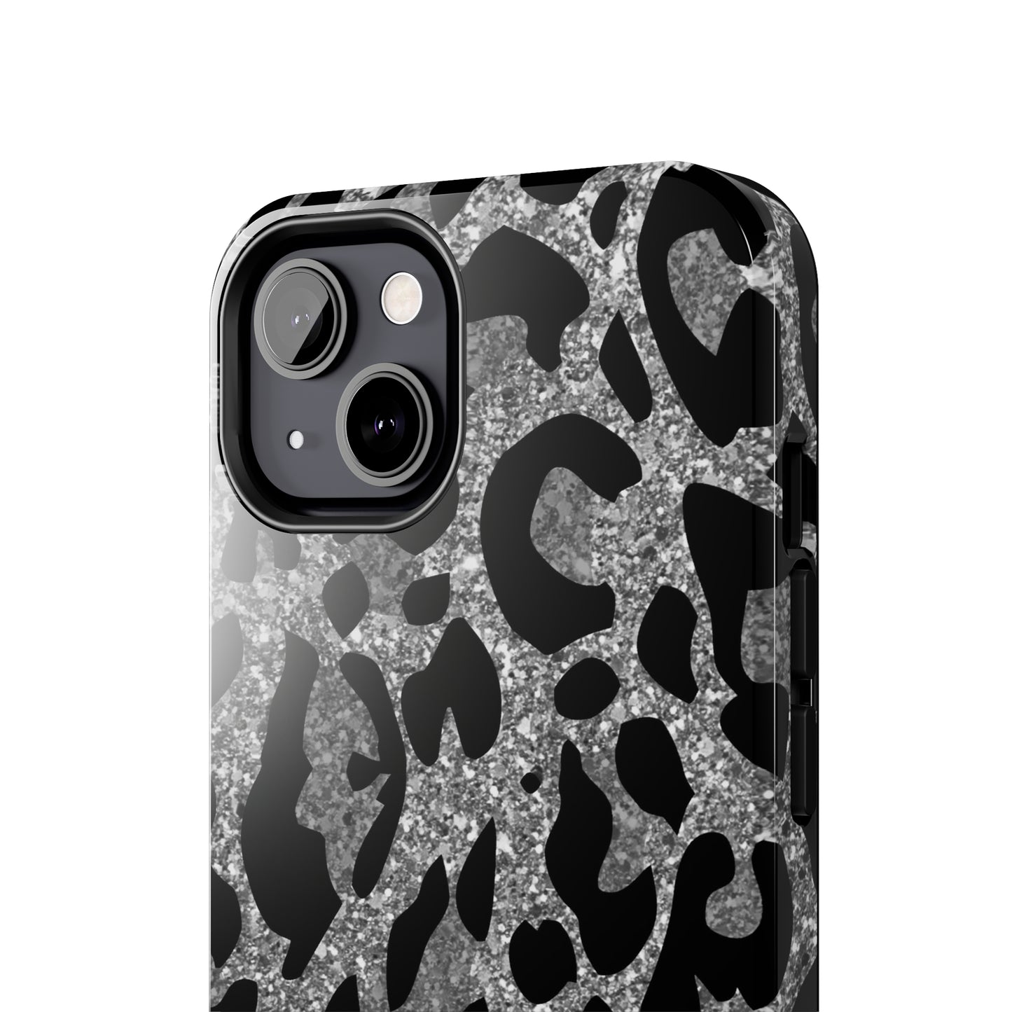 Silver and Black Leopard Design Phone Case- Lightweight, Impact Resistant Cover for iPhone 6, 6s, 12, 13, 14, 15