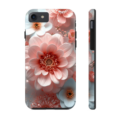 Beautiful 3D Pink & White Floral Design Tough Phone Case.