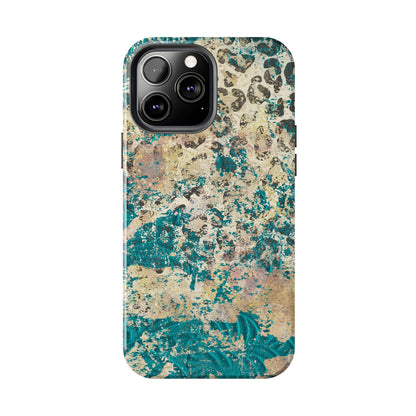 Western Turquoise and Cheetah Design Tough Phone Case compatible with a large variety of phone models, Gift, Phone Case