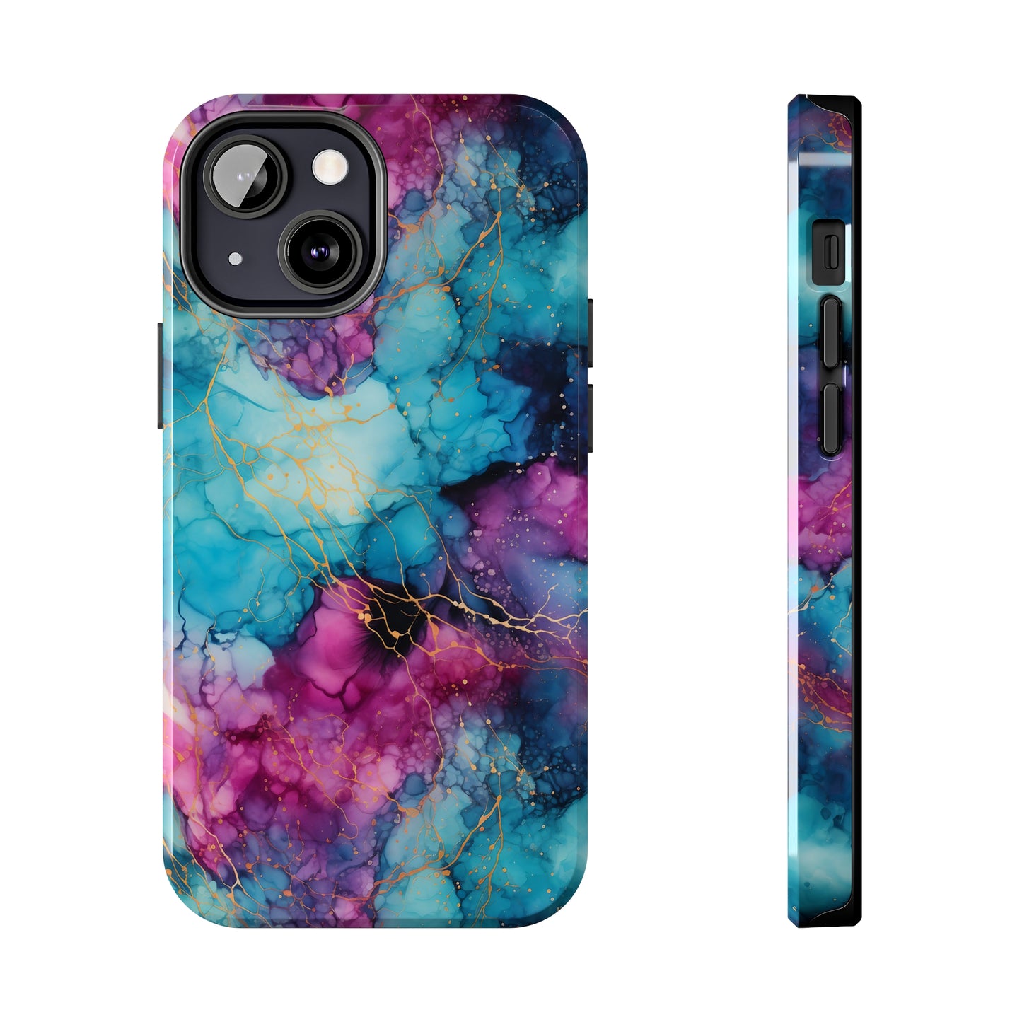 Blue and Purple Alcohol Ink Digital print Design Tough Phone Case compatible with a large variety of iPhone models, Gift, Phone Case