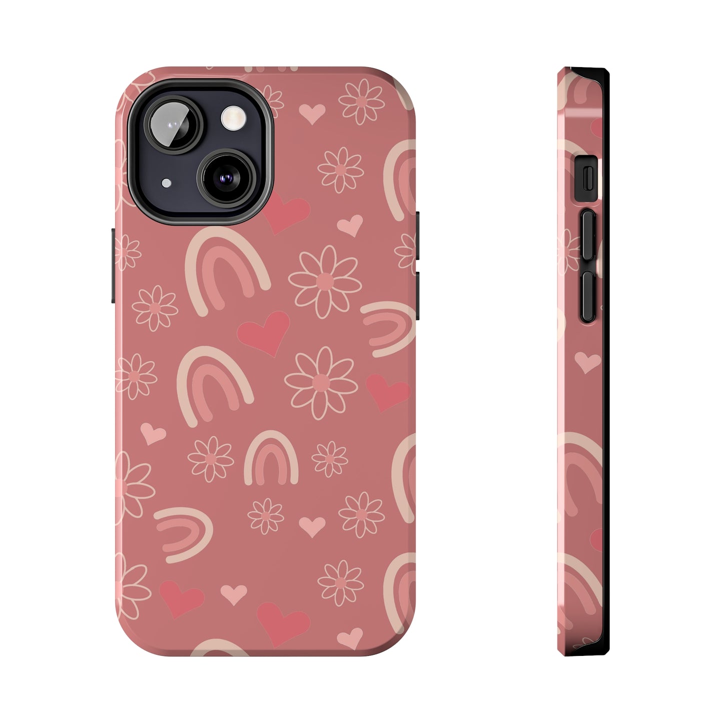 Daisy and Mauve Boho Rainbow print Design Tough Phone Case compatible with a large variety of iPhone models, Gift, Phone Case