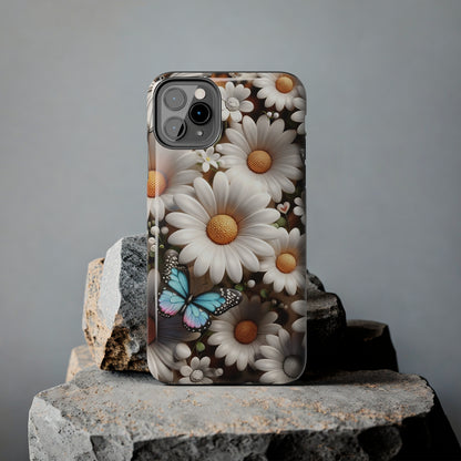 Butterflies, Leopard Print & Daisies Digital print Design Tough Phone Case compatible with a large variety of iPhone models,Gift, Phone Case