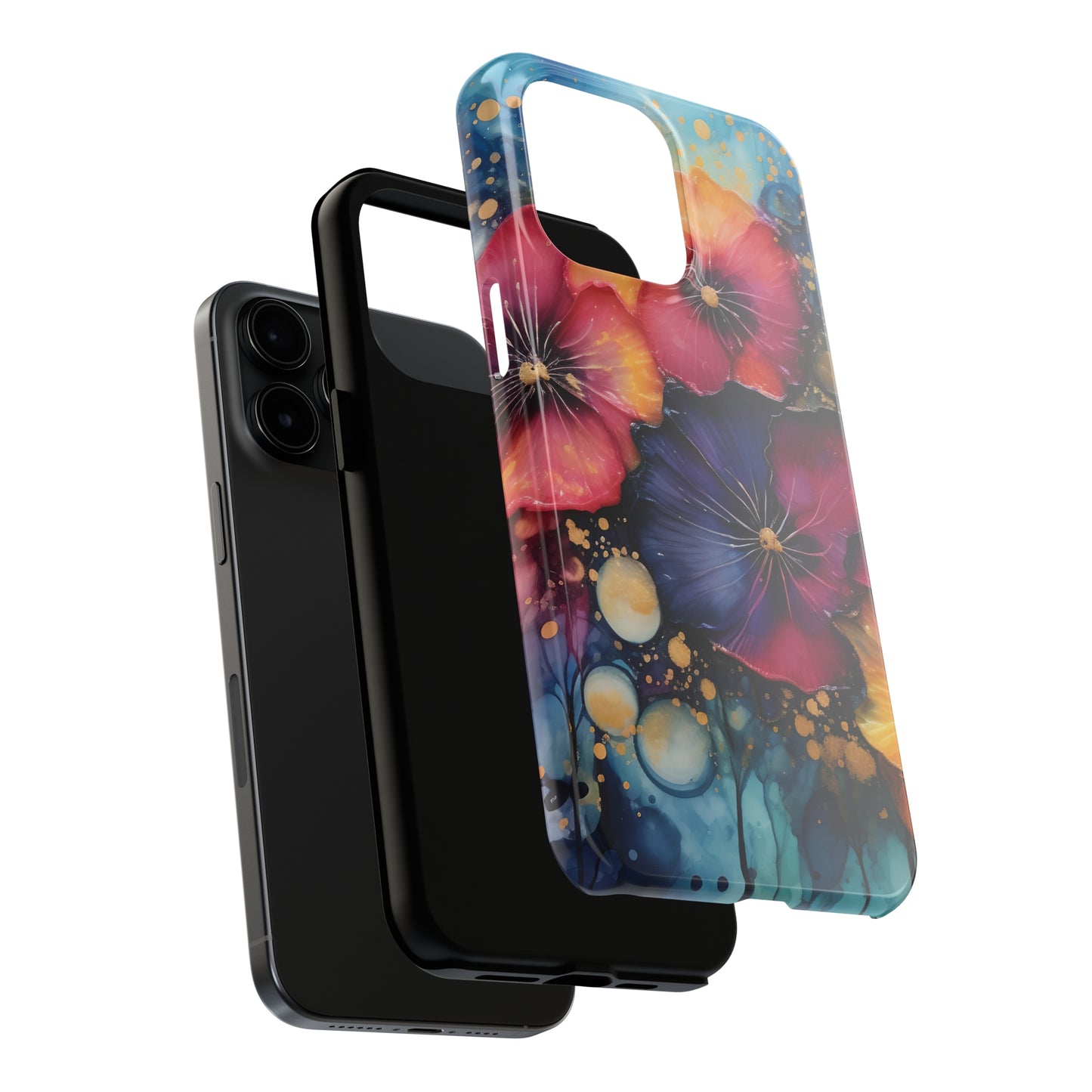 Vibrant 3D Watercolor Flowers print Design Tough Phone Case compatible with a large variety of iPhone models, Gift, Phone Case