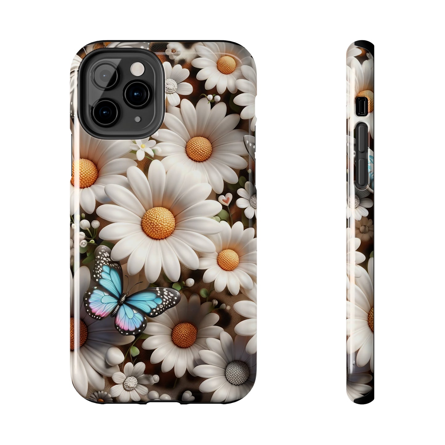 Butterflies, Leopard Print & Daisies Digital print Design Tough Phone Case compatible with a large variety of iPhone models,Gift, Phone Case