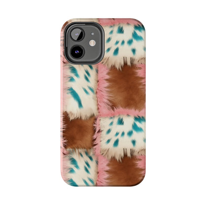 Modern Cowgirl Cowhide Design Pattern Print Tough Phone Case compatible with a large variety of phone models, Phone Case, Gift