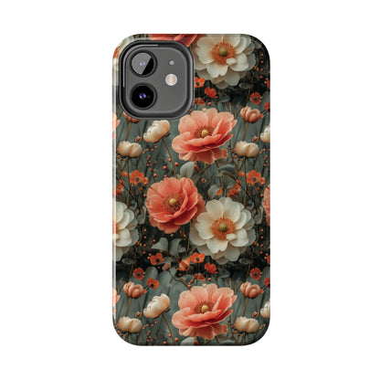 Elegant Peach Flowers Protective Cover, Botanical Garden design Tough Phone Case compatible with a large variety of iphone models