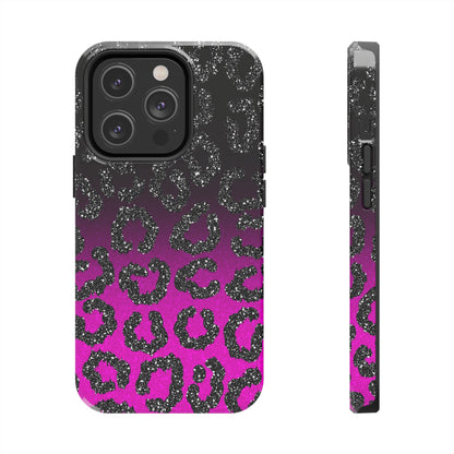 Pink and Black Ombre Leopard Design Phone Case- Lightweight, Impact Resistant Cover for iPhone 6, 6s, 12, 13, 14, 15