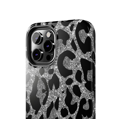 Silver and Black Leopard Design Phone Case- Lightweight, Impact Resistant Cover for iPhone 6, 6s, 12, 13, 14, 15