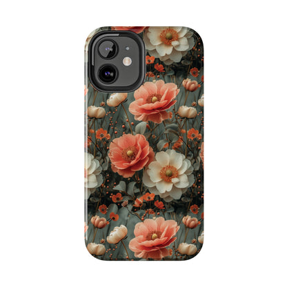 Elegant Peach Flowers Protective Cover, Botanical Garden design Tough Phone Case compatible with a large variety of iphone models