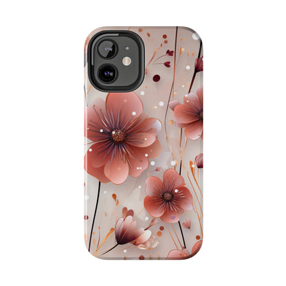 Pretty Mauve Flowers Pattern Design Tough Phone Case compatible with a large variety of iPhone models, Gift, Phone Case