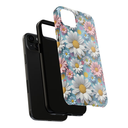 3D Spring Flowes and Polka Dots Digital print Design Tough Phone Case compatible with a large variety of iPhone models, Gift, Phone Case