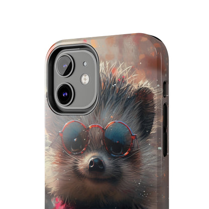 Hedgehog with Glasses and Scarf Design Phone Case- Lightweight, Impact Resistant Cover for iPhone 6, 6s, 12, 13, 14, 15