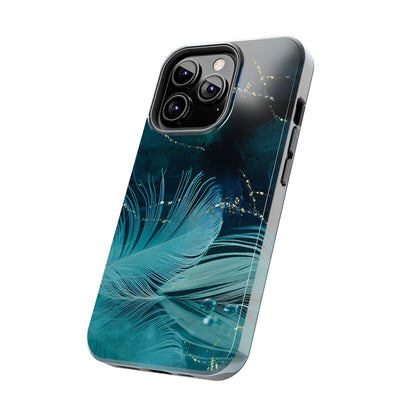 Dreamy Blue Feather design Tough Phone Case compatible with a large variety of iPhone models, Gift, Phone