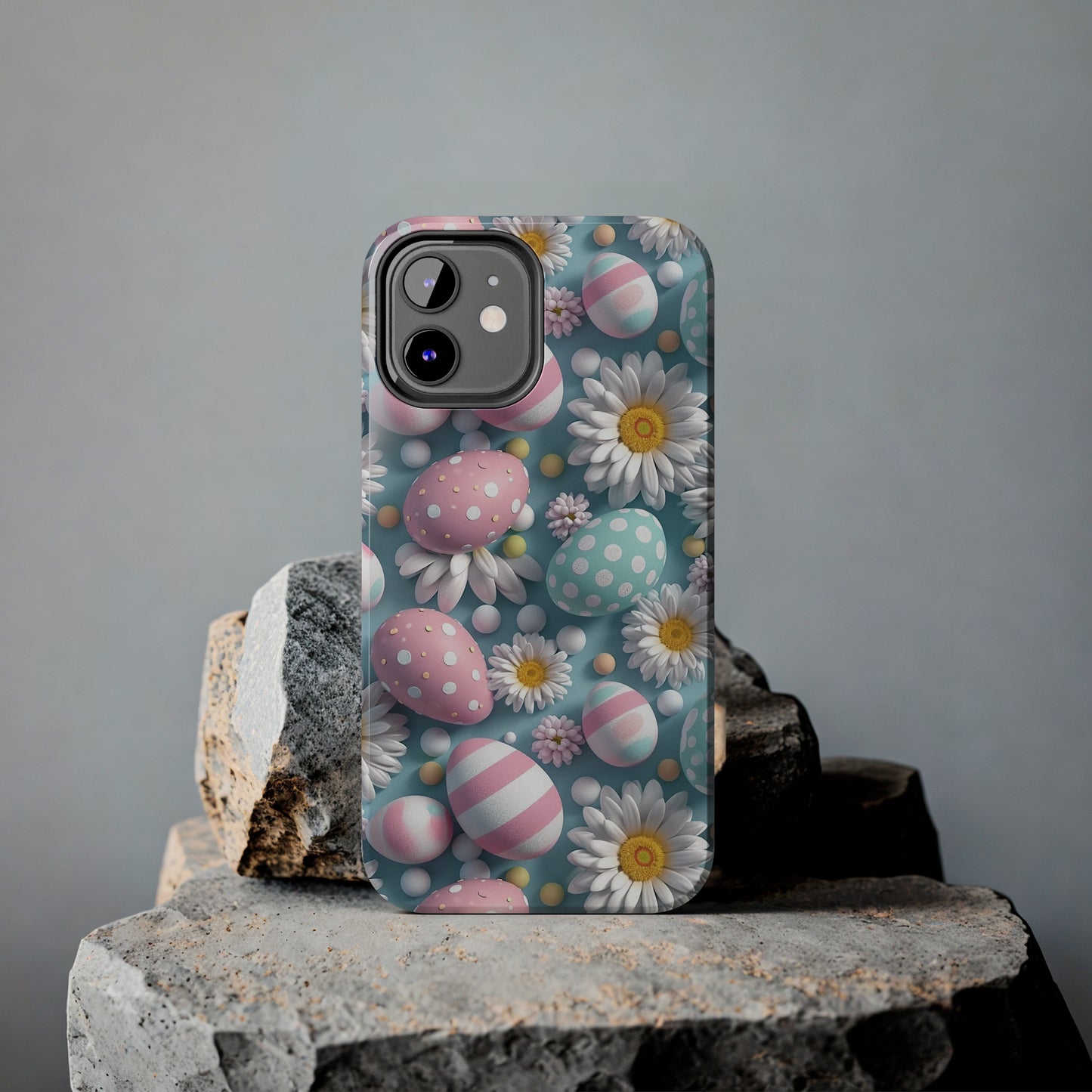 Easter Eggs and Daisies Digital print Design Tough Phone Case compatible with a large variety of iPhone models, Gift, Phone Case