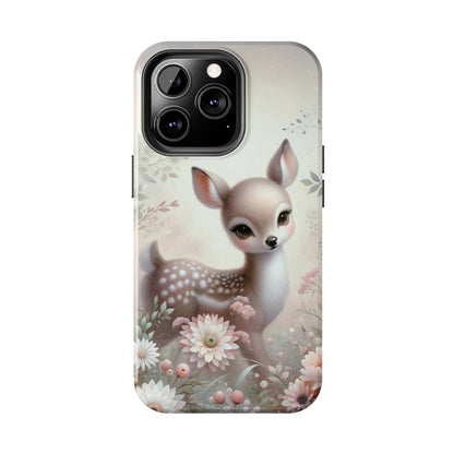 Cute Fawn and Floral print Design Tough Phone Case compatible with a large variety of iPhone models, Gift, Phone Case