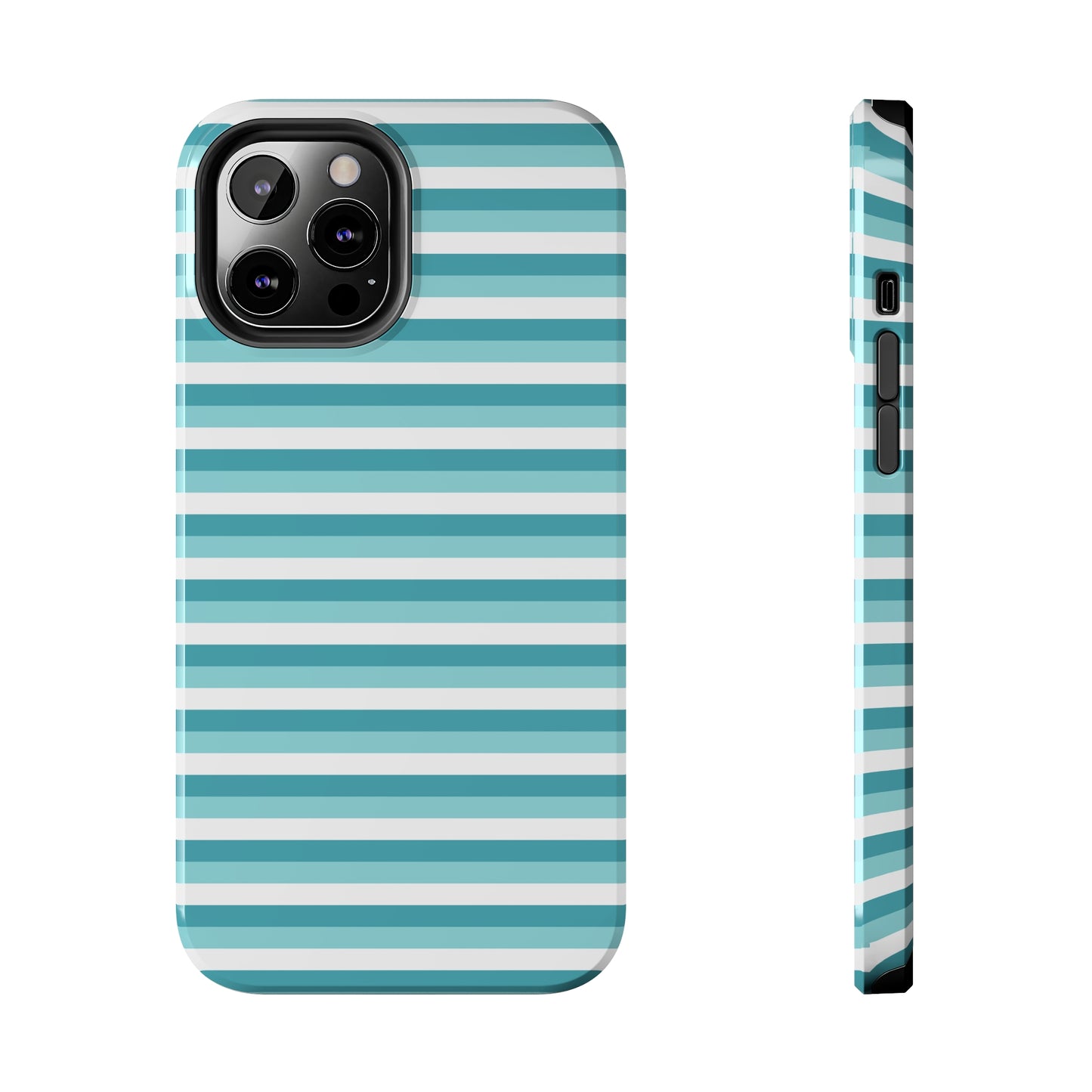 Blue and White Girly Stripe print Design Tough Phone Case compatible with a large variety of iPhone models, Gift, Phone Case