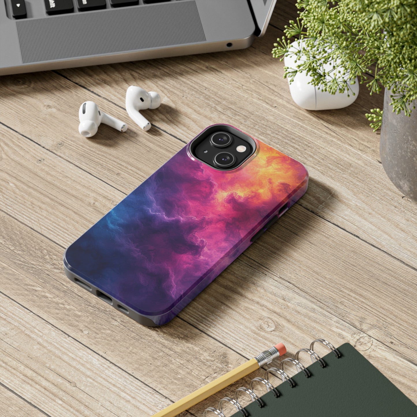 Abstract Art Colorful Nebula Design Phone Case- Lightweight, Impact Resistant Cover for iPhone 6, 6s, 12, 13, 14, 15