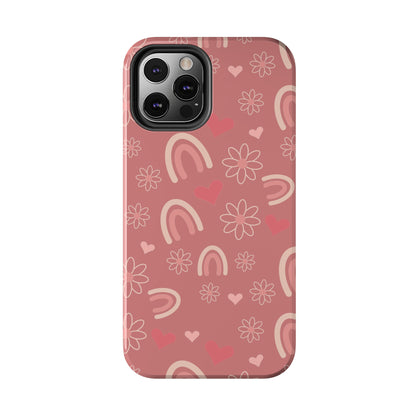 Daisy and Mauve Boho Rainbow print Design Tough Phone Case compatible with a large variety of iPhone models, Gift, Phone Case