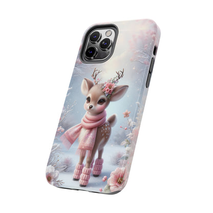 Cute Deer Winter Scene Pattern Design Tough Phone Case compatible with a large variety of iPhone models, Gift, Phone Case