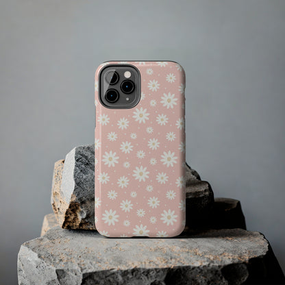 Cute Minimalist Flowers and Polka Dots Digital print Design Tough Phone Case compatible with a large variety of iPhone models, Gift, Phone Case