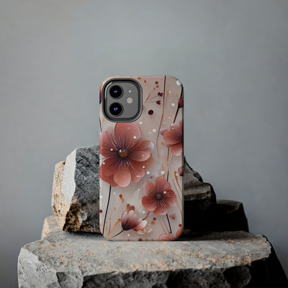 Pretty Mauve Flowers Pattern Design Tough Phone Case compatible with a large variety of iPhone models, Gift, Phone Case