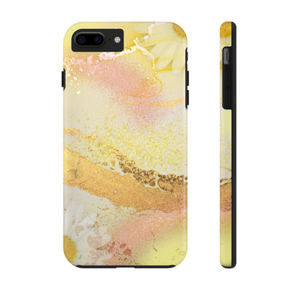 Yellow and Rose Gold Marble design Tough Phone Case compatible with a large variety of iPhone models, Gift, Phone