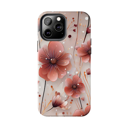 Pretty Mauve Flowers Pattern Design Tough Phone Case compatible with a large variety of iPhone models, Gift, Phone Case