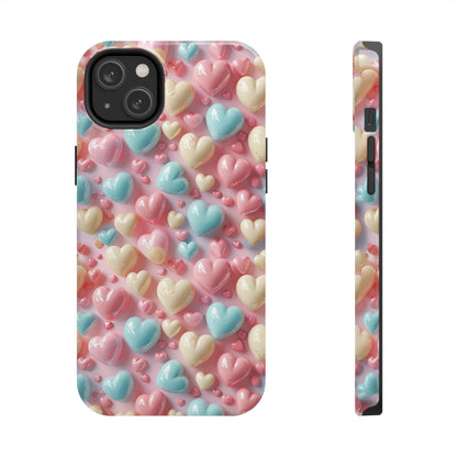 Valentine's Candy Hearts Pattern Design Tough Phone Case compatible with a large variety of iPhone models, Gift, Phone Case