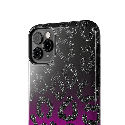 Pink and Black Ombre Leopard Design Phone Case- Lightweight, Impact Resistant Cover for iPhone 6, 6s, 12, 13, 14, 15