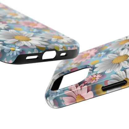 3D Spring Flowes and Polka Dots Digital print Design Tough Phone Case compatible with a large variety of iPhone models, Gift, Phone Case