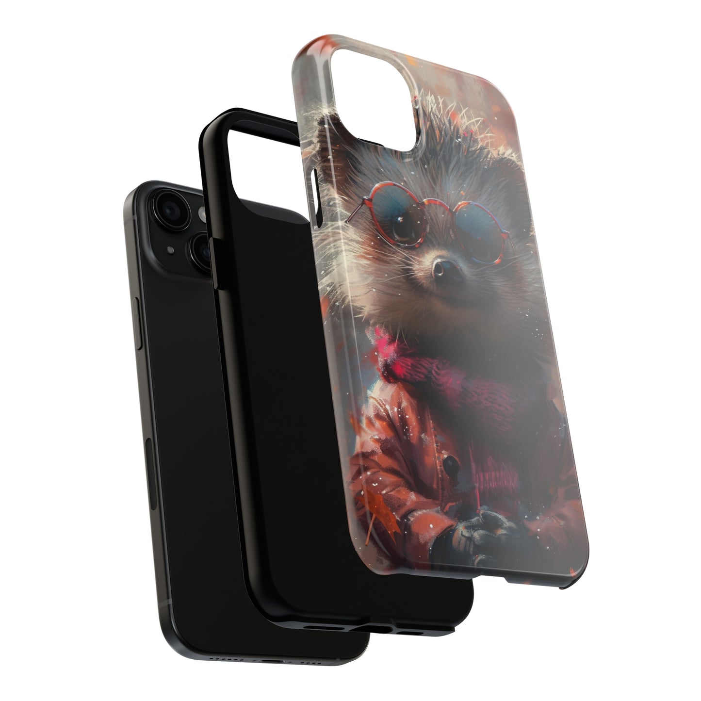 Hedgehog with Glasses and Scarf Design Phone Case- Lightweight, Impact Resistant Cover for iPhone 6, 6s, 12, 13, 14, 15