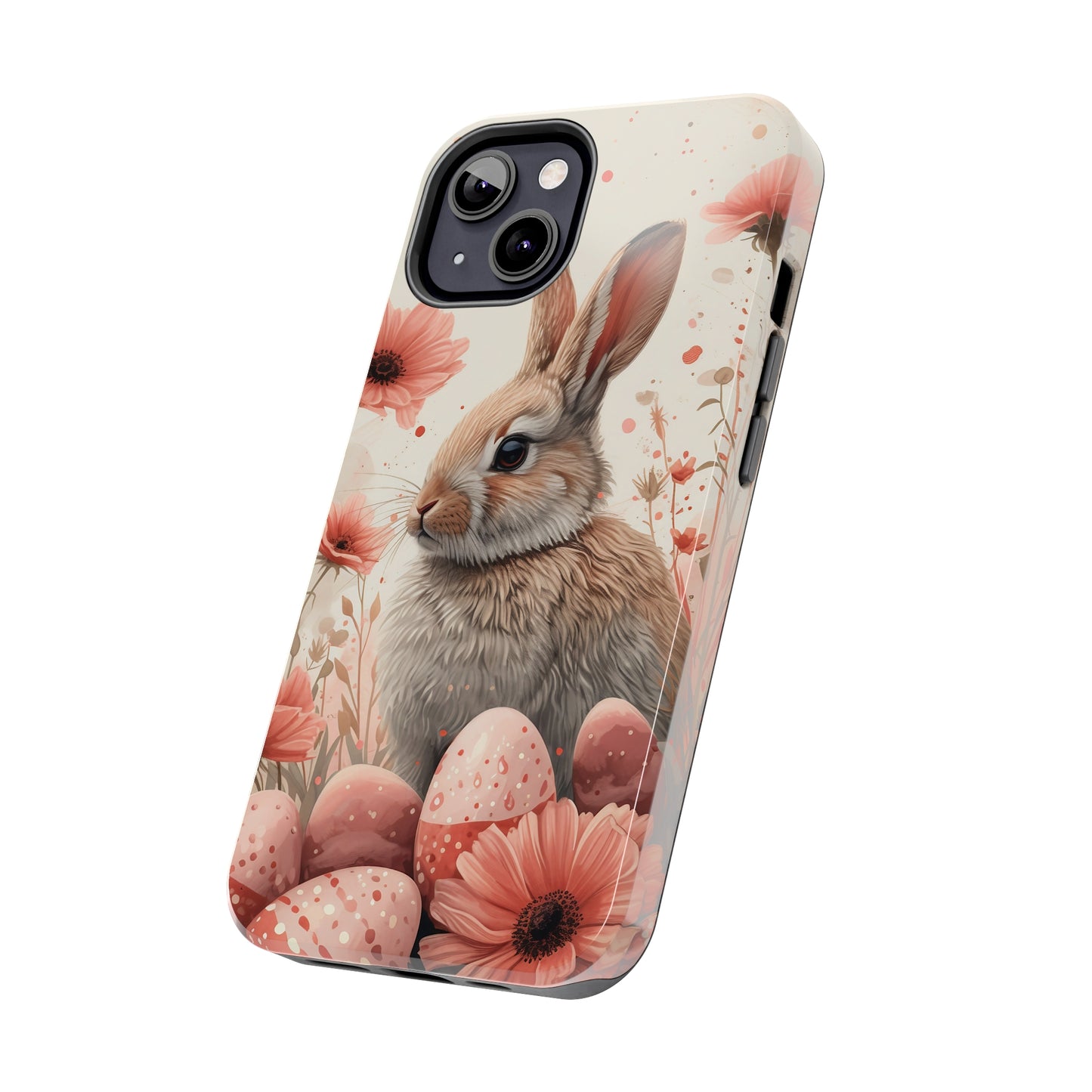 Watercolor Easter Bunny and Spring Flowers Design Phone Case- Lightweight, Impact Resistant Cover for iPhone 6, 6s, 12, 13, 14, 15