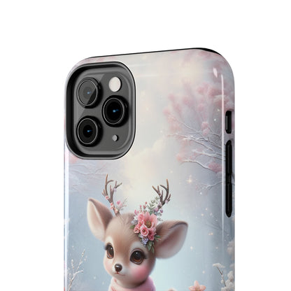 Cute Deer Winter Scene Pattern Design Tough Phone Case compatible with a large variety of iPhone models, Gift, Phone Case