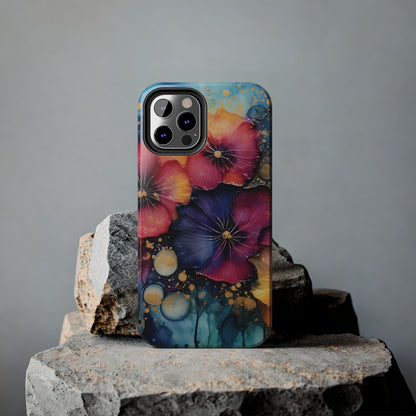 Vibrant 3D Watercolor Flowers print Design Tough Phone Case compatible with a large variety of iPhone models, Gift, Phone Case